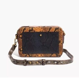 Madewell Snake Embossed Leather Camera Bag Color-block Snake Zip Up Multi-Color